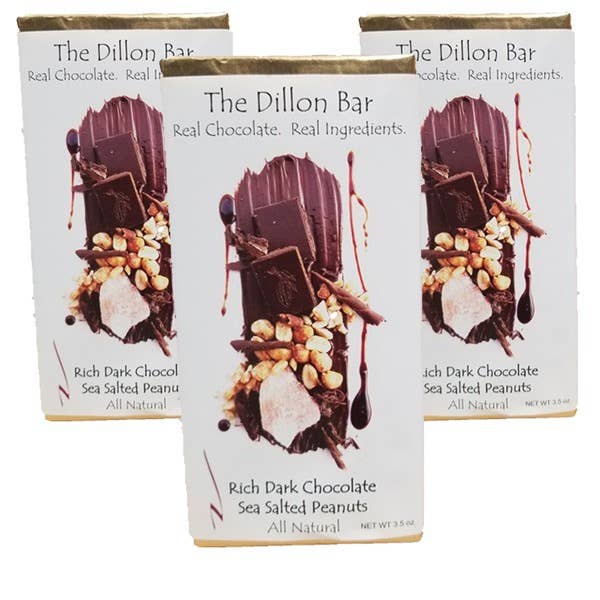 Dark Chocolate Sea Salt Roasted Peanut for wholesale by Dillon's Chocolates, llc