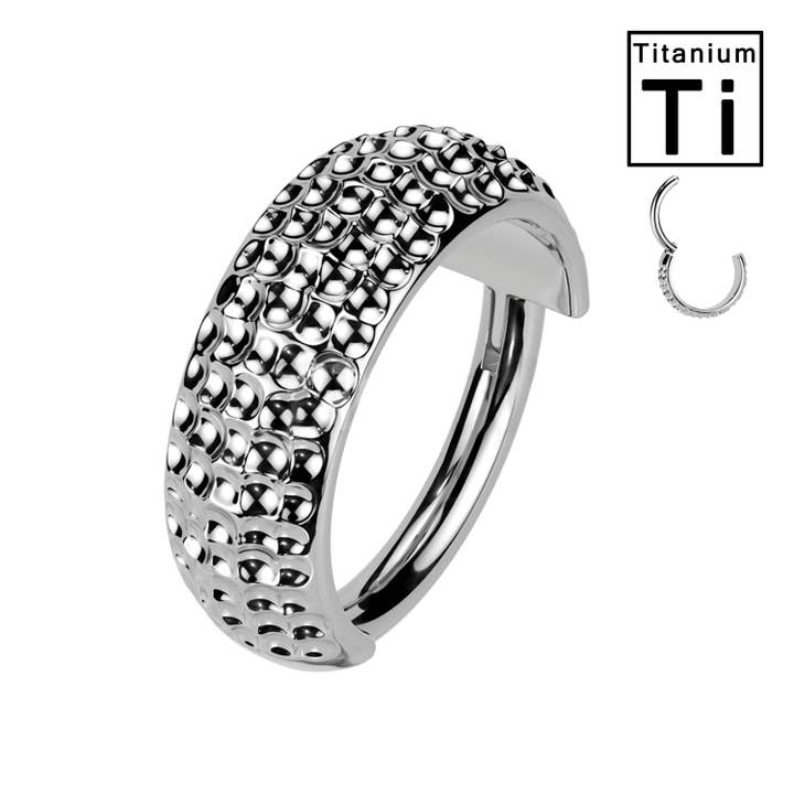 Titanium Clicker Circle Piercing with Ball Cuts PWY-115 for wholesale by Awaken