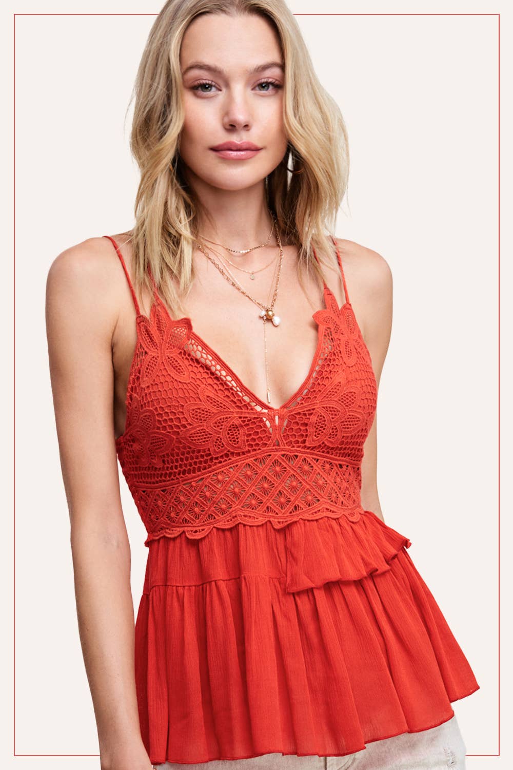 La Miel - Vendita all'ingrosso Camicetta - Donna - Top fluido a bralette in crochet con spalline regolabili13