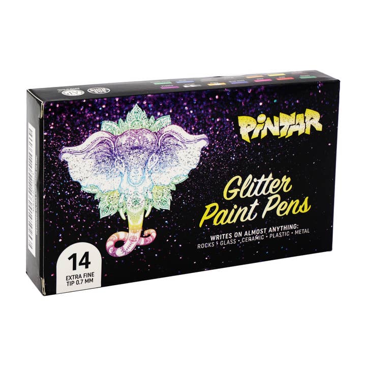 Pintar Art Supply - Wholesale Marker - Pintar Glitter Paint Pens 14 Pack Acrylic Extra Fine Tip 0.7mm3