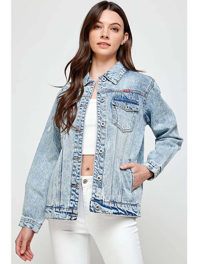 BLUE AGE – Großhandel Jeansjacke – Damen – Destroyed lässige Jeansjacke, JK-4031
