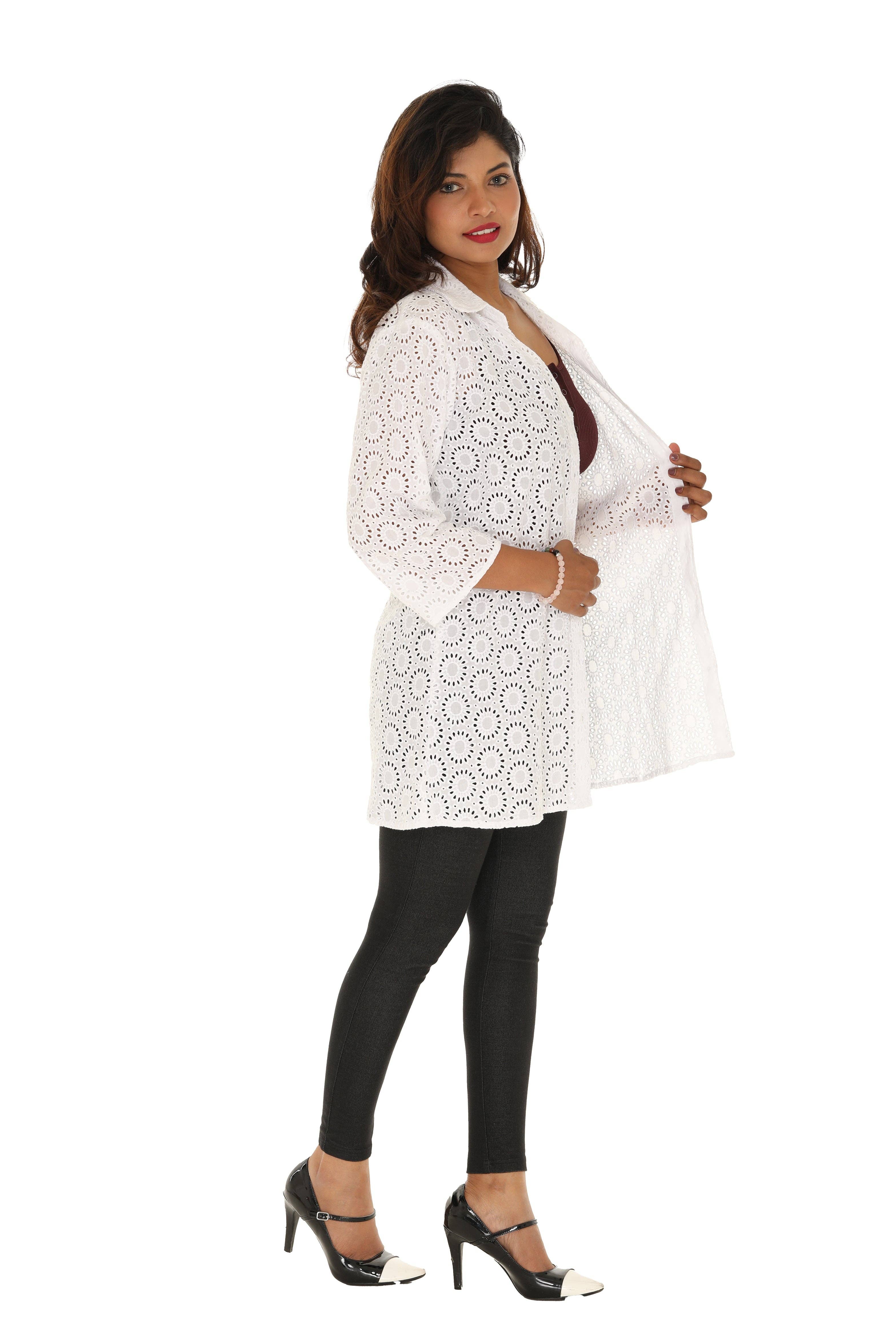 White Cotton Cover Up with Circular Pattern for wholesale on Faire2