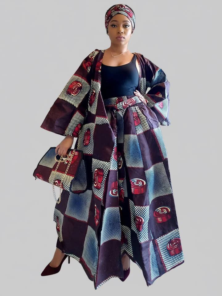 3pcs Set Maxi Skirt Pocketbook wrap Dress L for wholesale by India Batik