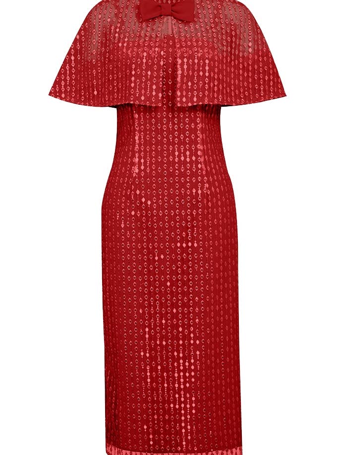 Chic Star Sequin Poncho Kjole Sæt I Rød 042124 for engroshandel hos CHIC STAR