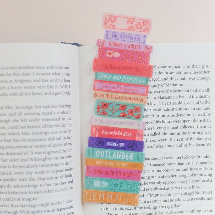 Pippi Post - Wholesale Bookmark - Romance Novels Book Stack Transparent Bookmark1