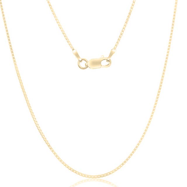 Catenina quadrata in argento Sterling placcato oro da 1 mm per la vendita all'ingrosso da parte di NYC Sterling