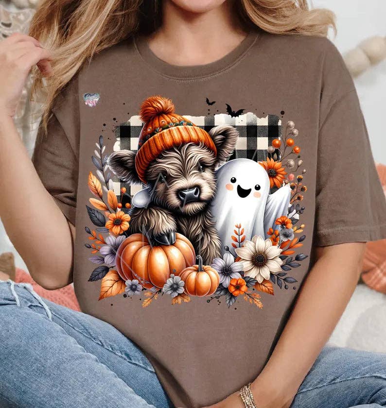 Faith'sVarietyShop - Wholesale T-Shirt (Graphic) - Women's - Cow and Ghost PRINT ONLY0