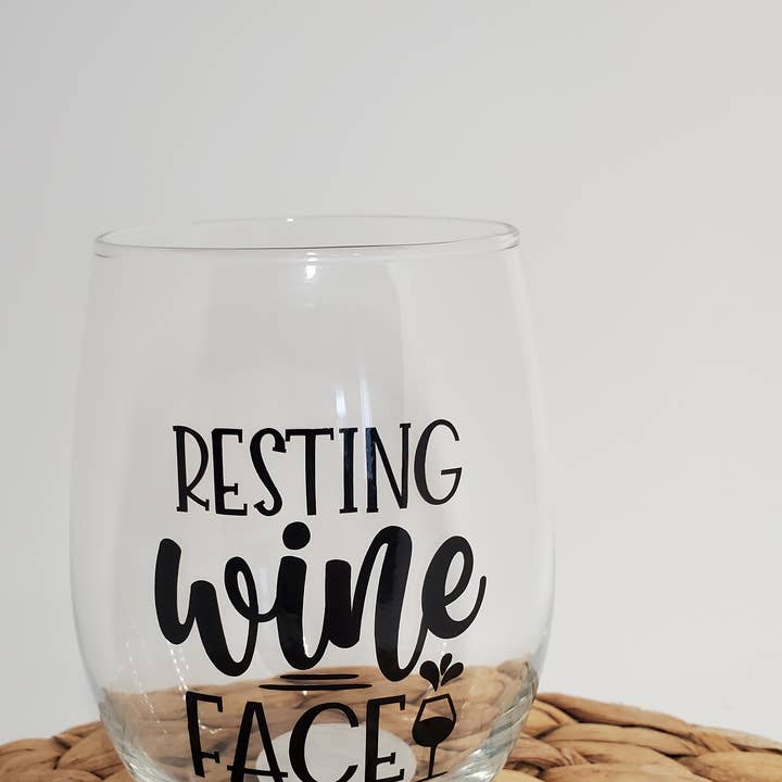 Resting Wine Face Wine Glass for wholesale by Homemade by Hunt