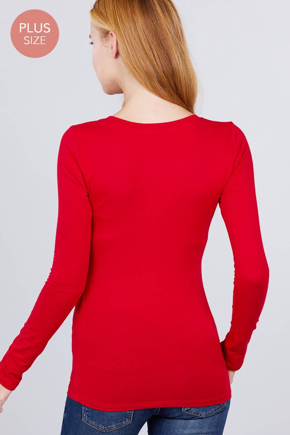 Active Basic | Active USA - Wholesale Knit Top - Women's - [PLUS SIZE] Long Sleeve Scoop Neck Top22