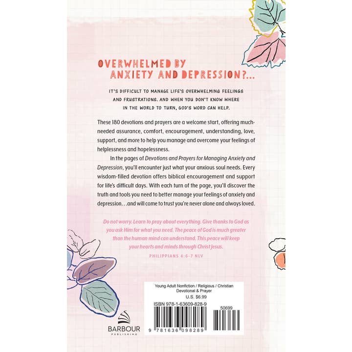 Barbour Publishing, Inc. - Wholesale Book - Kids - Devotions & Prayers Managing Anxiety & Depression -teen girl