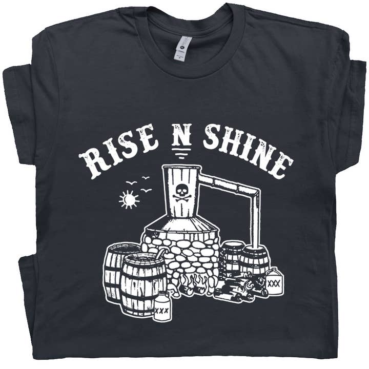 Shirtmandude Co - Wholesale Screen Printed T-Shirt - Unisex - Moonshine Shirt Beer Booze Funny Party logoTheme Graphic Tee