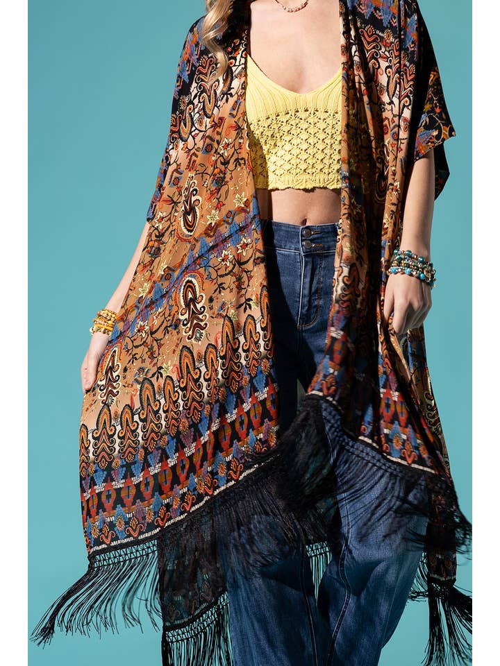 Annecy Fringe Kimono for wholesale on Faire