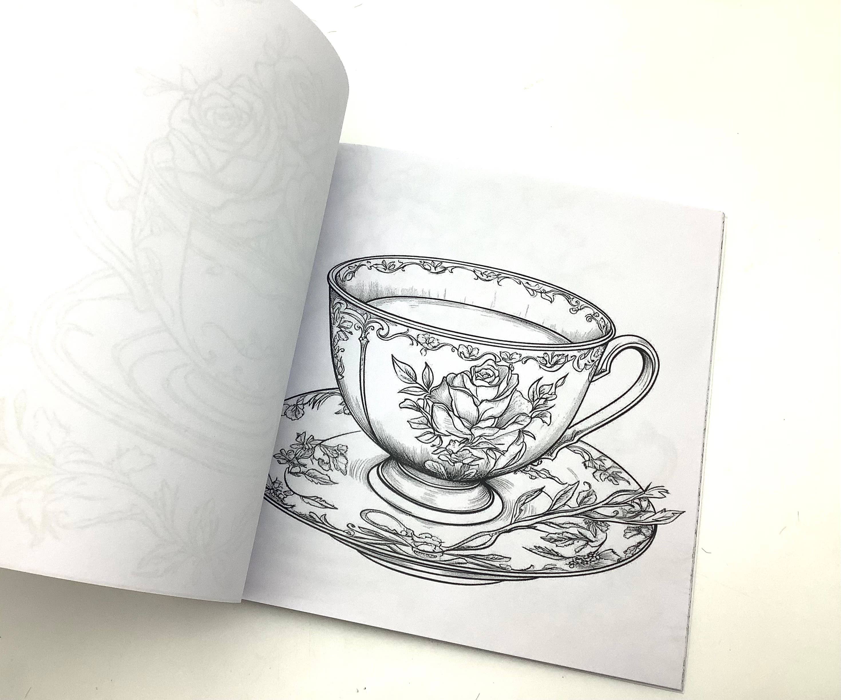 All Little Cute Things – Livro para colorir - Adulto por atacado – Bule, Chávenas, Livro para Colorir para Adultos. Favor de Festa Casa de Chá3