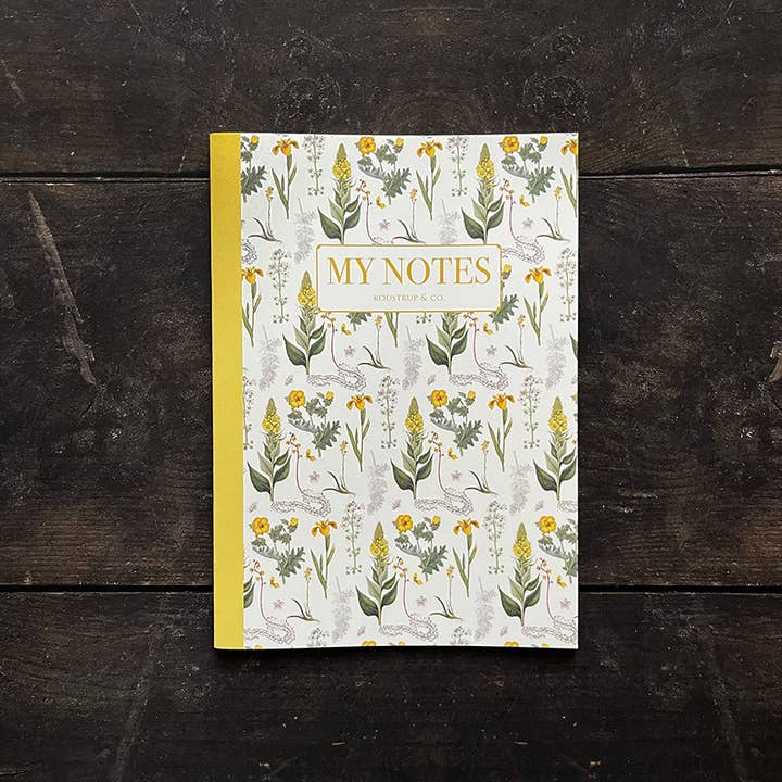 Yellow floral pattern - Note Booklet -Made in Denmark for wholesale by Koustrupco