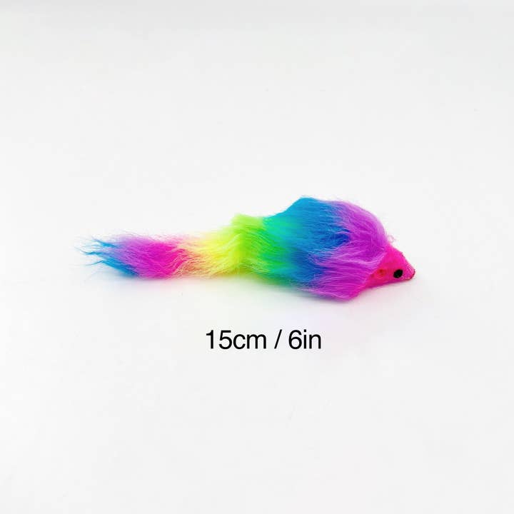 Cheerhunting - Wholesale Pet Toy - Cat/Dog - Moo - Rainbow Furry Mouse Toy