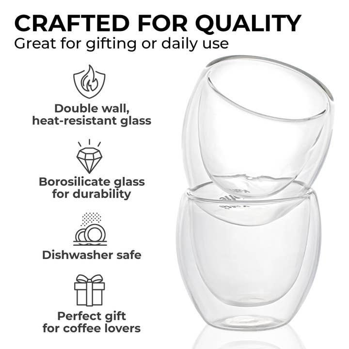 Kaffe - Venta al por mayor Taza de café/té - Kaffe - Vasos pequeños para café expreso, vidrio de borosilicato de doble pared
