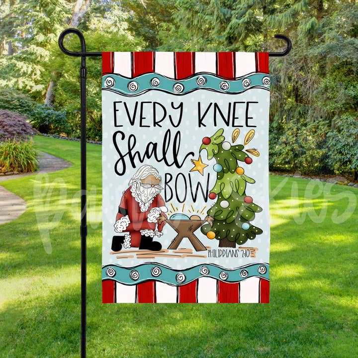 Every Knee Shall Bow Christmas Garden Flag for wholesale by Painted Skies