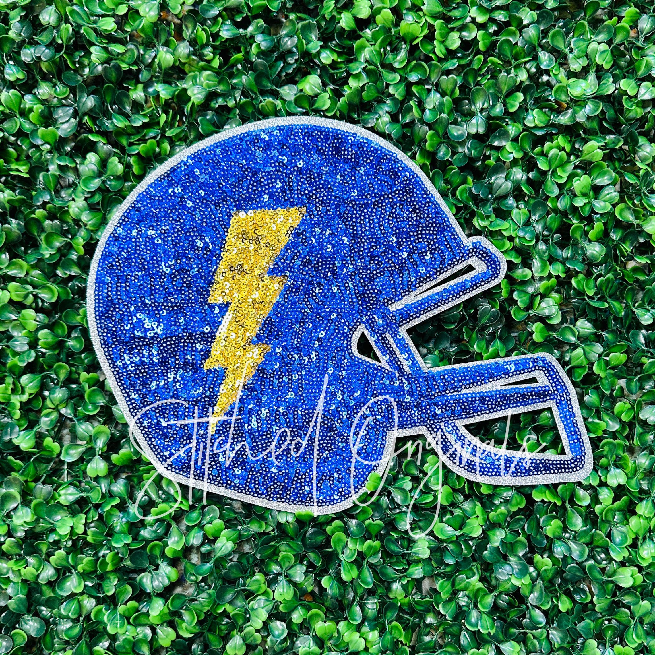 Stitched Originals - Wholesale Patch - Blue Helmet Sequin Patch, Iron on Patch, Sequin Patch1