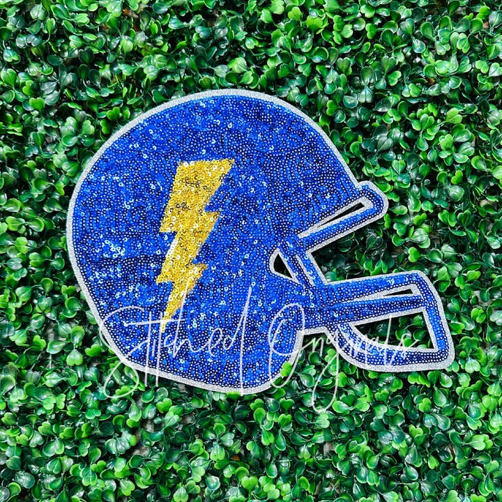 Stitched Originals - Wholesale Patch - Blue Helmet Sequin Patch, Iron on Patch, Sequin Patch1