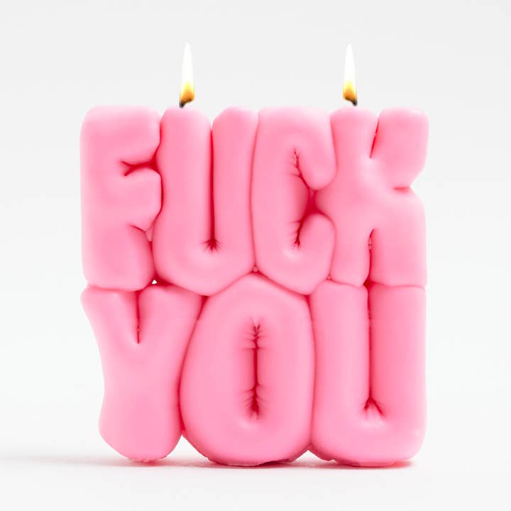 "FUCK YOU" PUFFER CANDLE - PINK for wholesale by WAVEY CASA