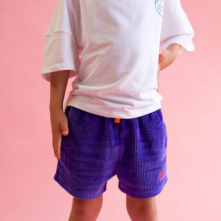 Golden Child Galaxy Cord Shorts - Purple Haze & Orange for wholesale by Golden Child
