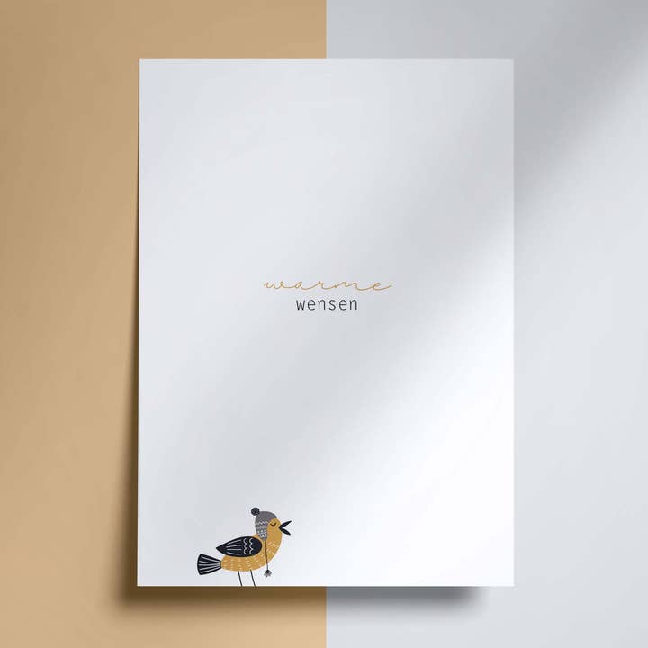 Wenskaart - warme wensen (vogel) for wholesale by printthings