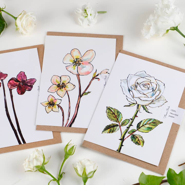 Flower Brick - Wholesale Everyday Greeting Card - A6 100% Recycled "White Rose" Greeting Card4