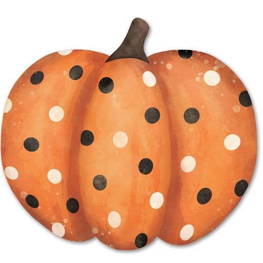 12"L Metal/Embossed Polka Dot Pumpkin Orange/Black/White MD0 for wholesale by DecoExchange