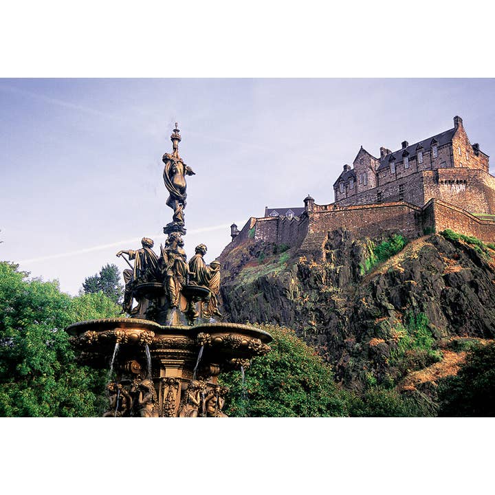 Tarjeta postal mediana con fuente y castillo de Ross Dorado para venta al por mayor de Island Blue Publishing