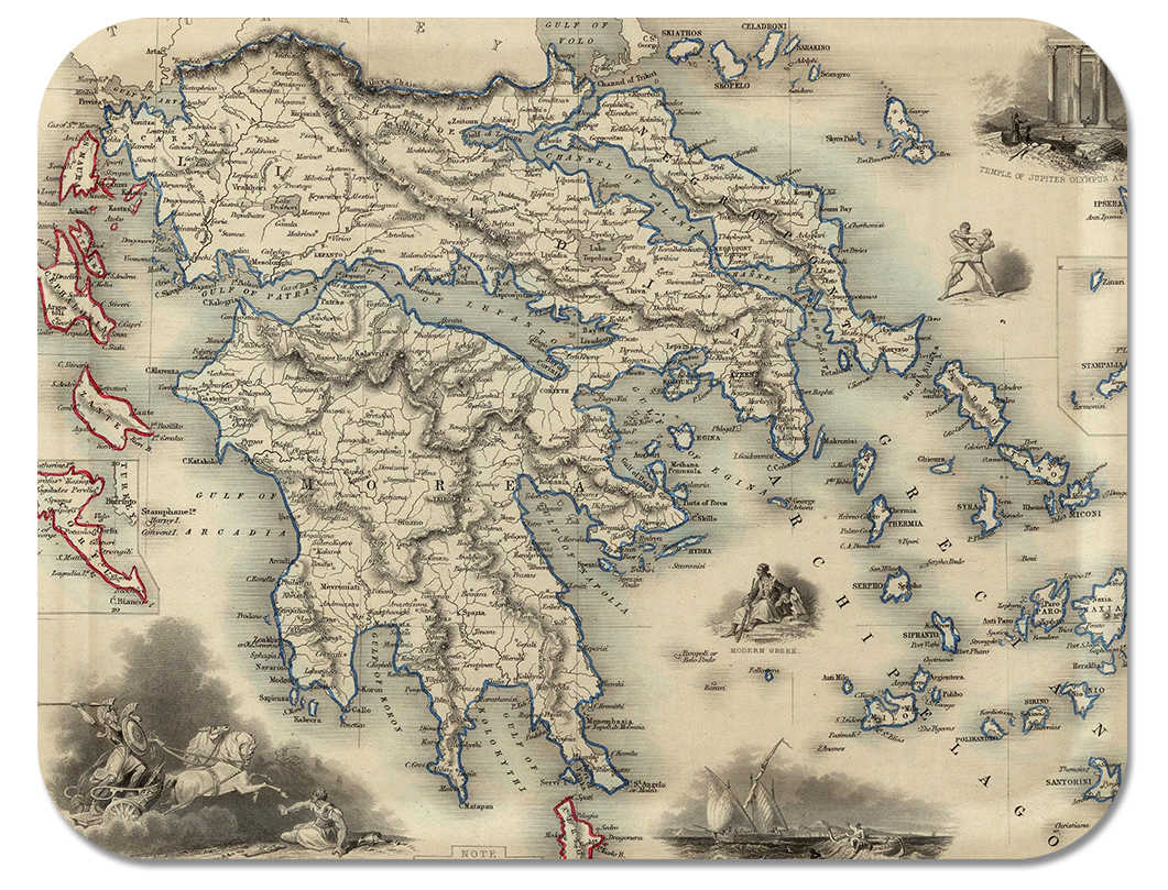 Trays4Us - Wholesale Serving Tray - Greece 1851 Serving Map Tray0