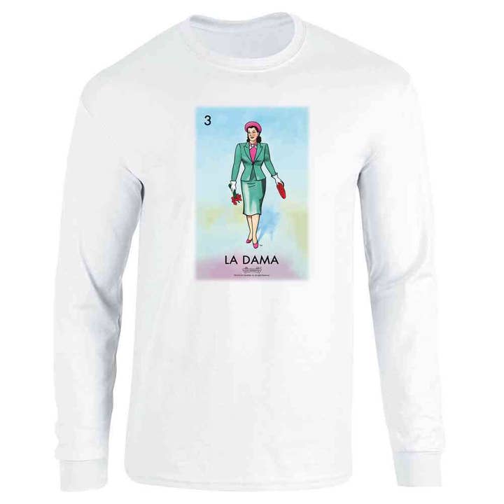 La Dama Woman Lady Loteria Card Mexican Bingo Long Sleeve for wholesale by Pop Threads