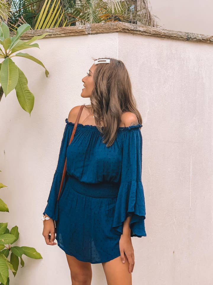 Miz Casa and Co Scarlett Dress Navy (SIZES 8, 12 & 14 ONLY) for wholesale by Izoa pty ltd