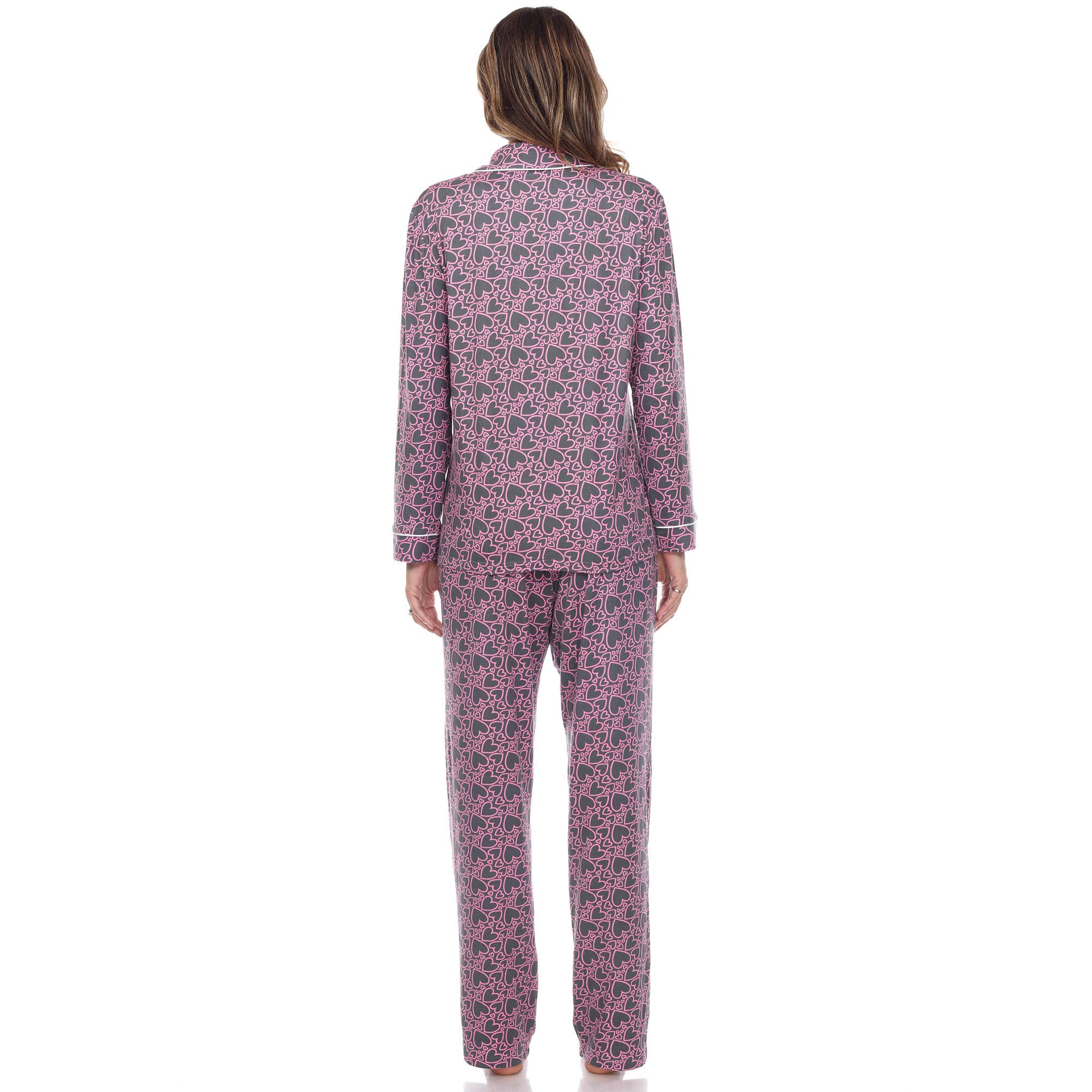 WHITE MARK - Wholesale Pyjamaset - Dames - Pyjamaset met lange mouwen en hartprint voor dames3