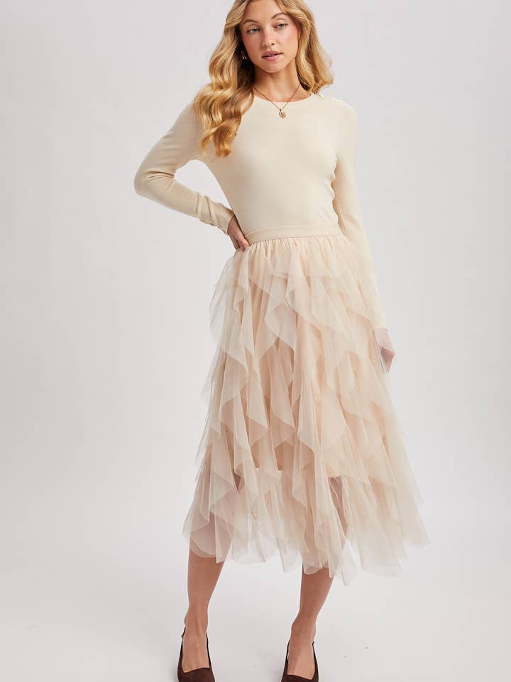 Bluivy - Wholesale Skirt - Women's - SPRIAL RUFFLED TULLE MIDI SKIRT27