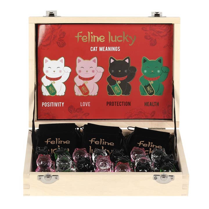 Something Different Wholesale - Wholesale Spiritual Stone/Crystal - Maneki Neko Lucky Cat Glass Charm in a Bag