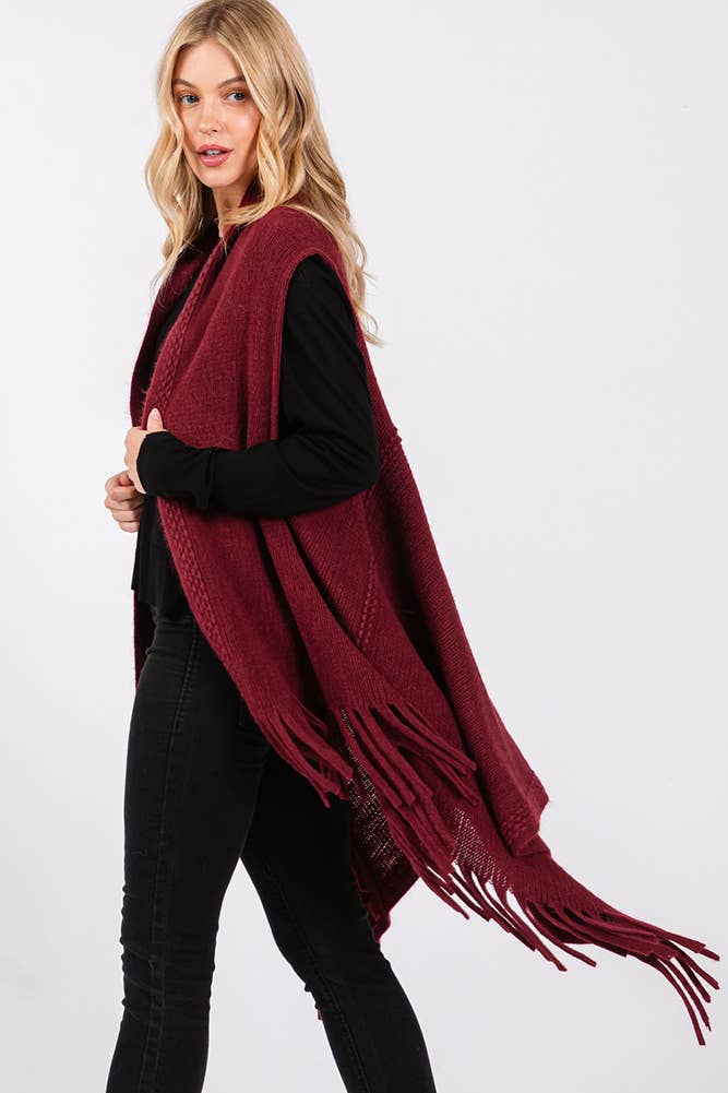 Hana - Vente Veste sans manches – femme - Gilet d'hiver en tricot à pompons à pois gaufrés11