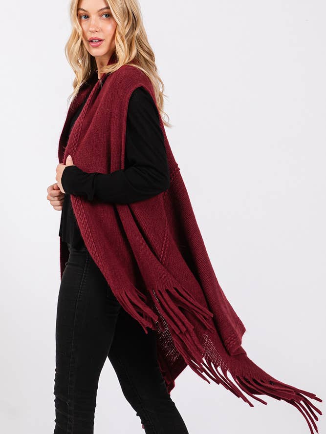 Hana - Vente Veste sans manches – femme - Gilet d'hiver en tricot à pompons à pois gaufrés11