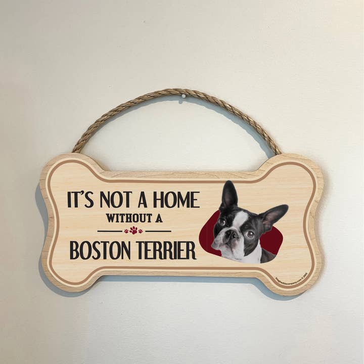Imagine This Company - Wholesale Sign - Boston Terrier Bone Shaped Wood Sign2