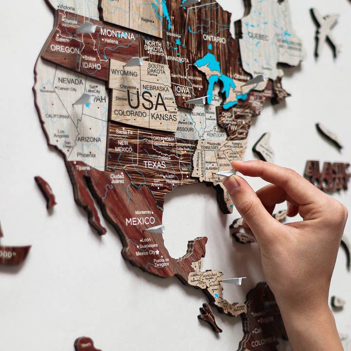 Mappa del mondo multistrato 3D Cappuccio Prime per la vendita all'ingrosso da parte di EnjoyTheWood