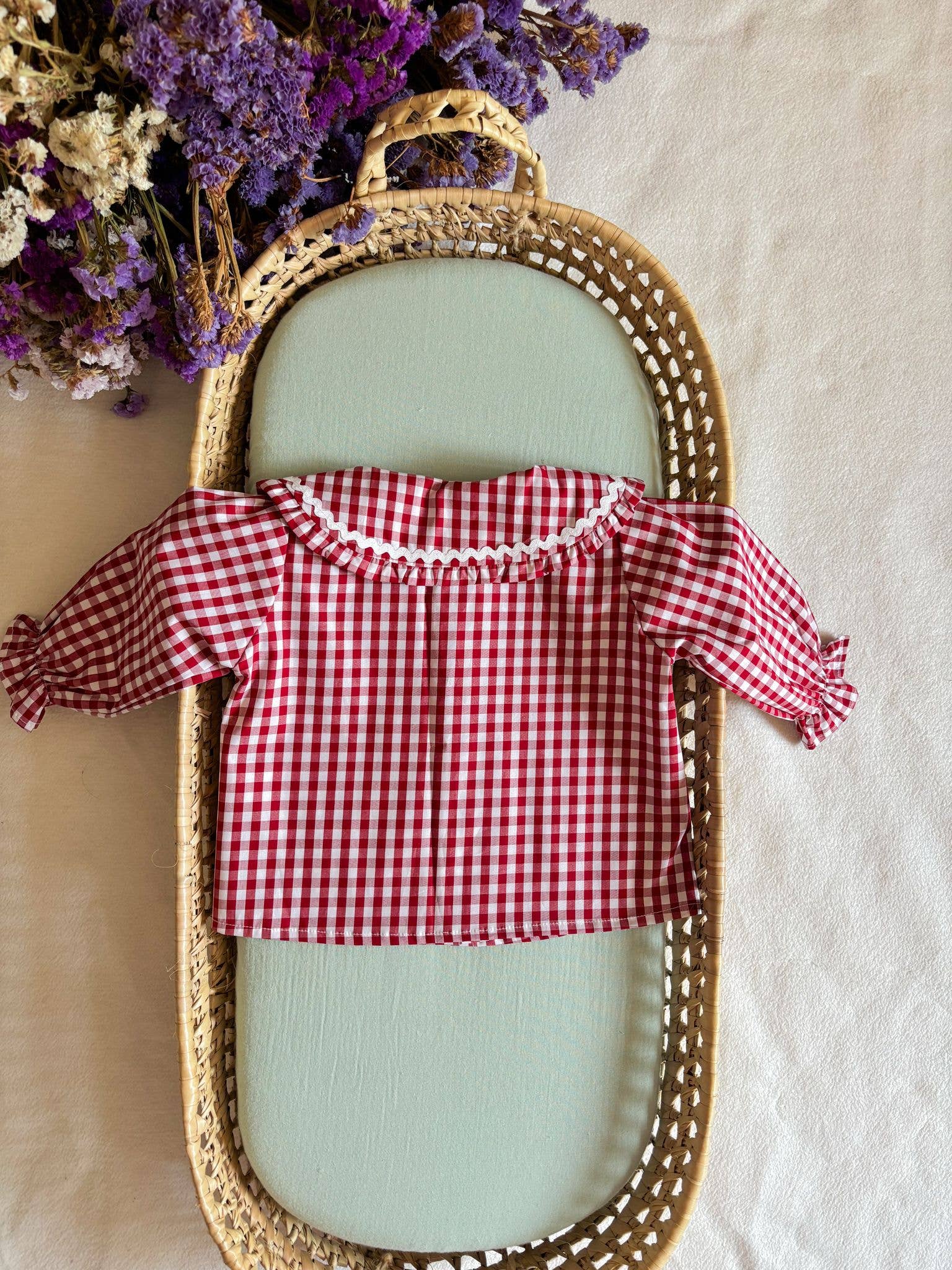 Maria Jasmim Baby & Child – wholesale Hoodie - Barn – Röd Vichy-skjorta2