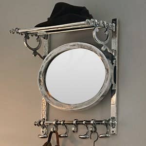 DDecorStore - Wholesale Muurspiegel - WARDROBE wandkapstok met plank, spiegel en hoedenhanger