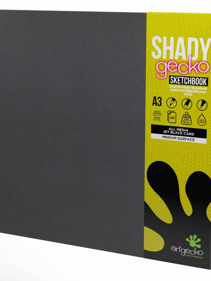Shady All Media Sketchbook A3 Orizzontale (Nero) per la vendita all'ingrosso da parte di Artgecko Sketch