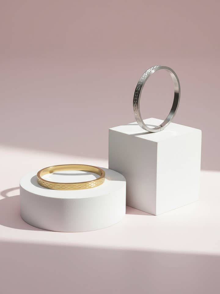 Bracciale impilabile in acciaio inossidabile a scacchi per la vendita all'ingrosso da parte di Arya Jewellery Wholesale