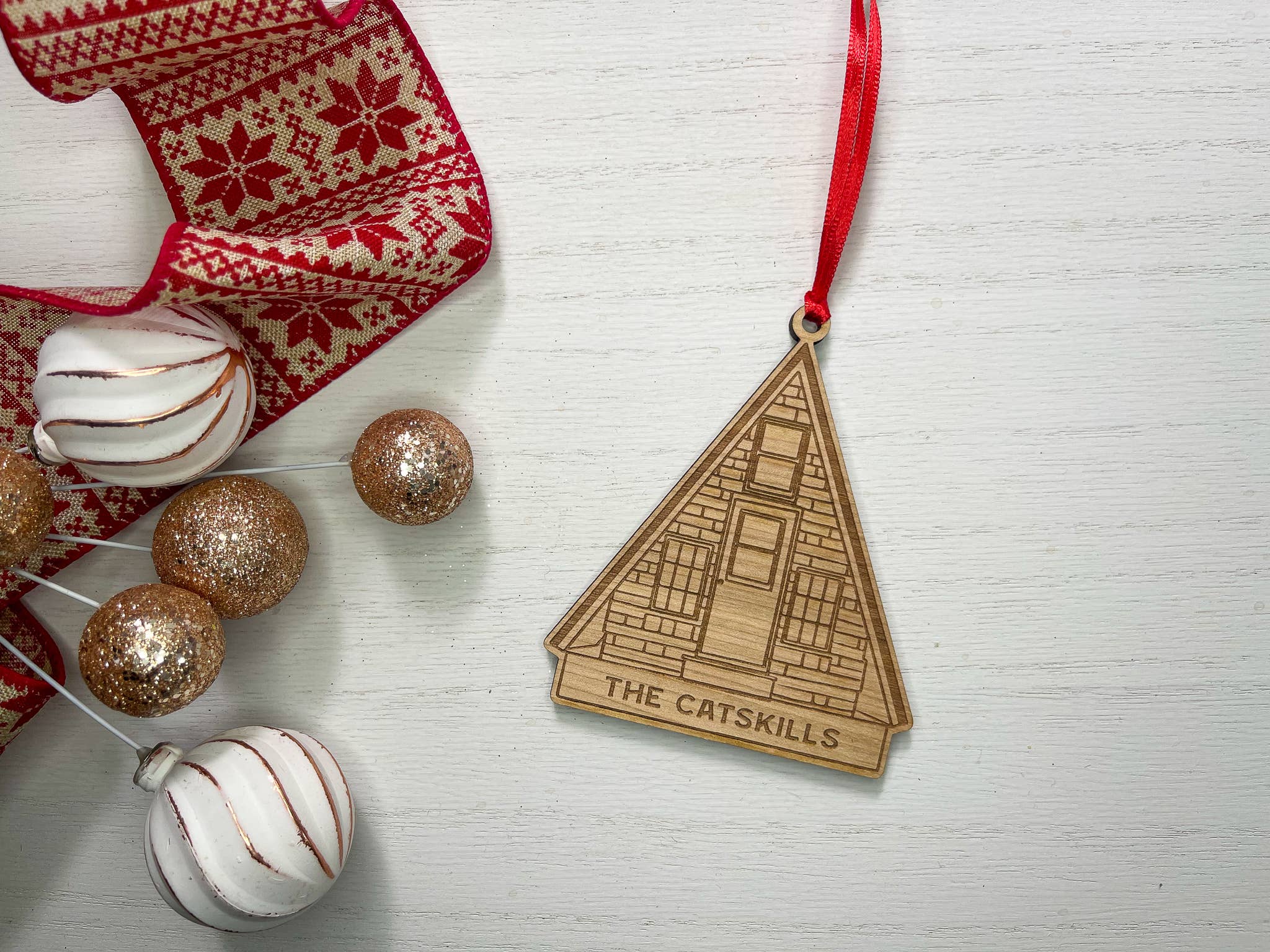 Almost Local - Wholesale Ornament - A-Frame Cabin Custom Wood Ornament2
