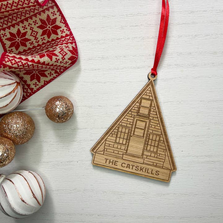 Almost Local - Wholesale Ornament - A-Frame Cabin Custom Wood Ornament2