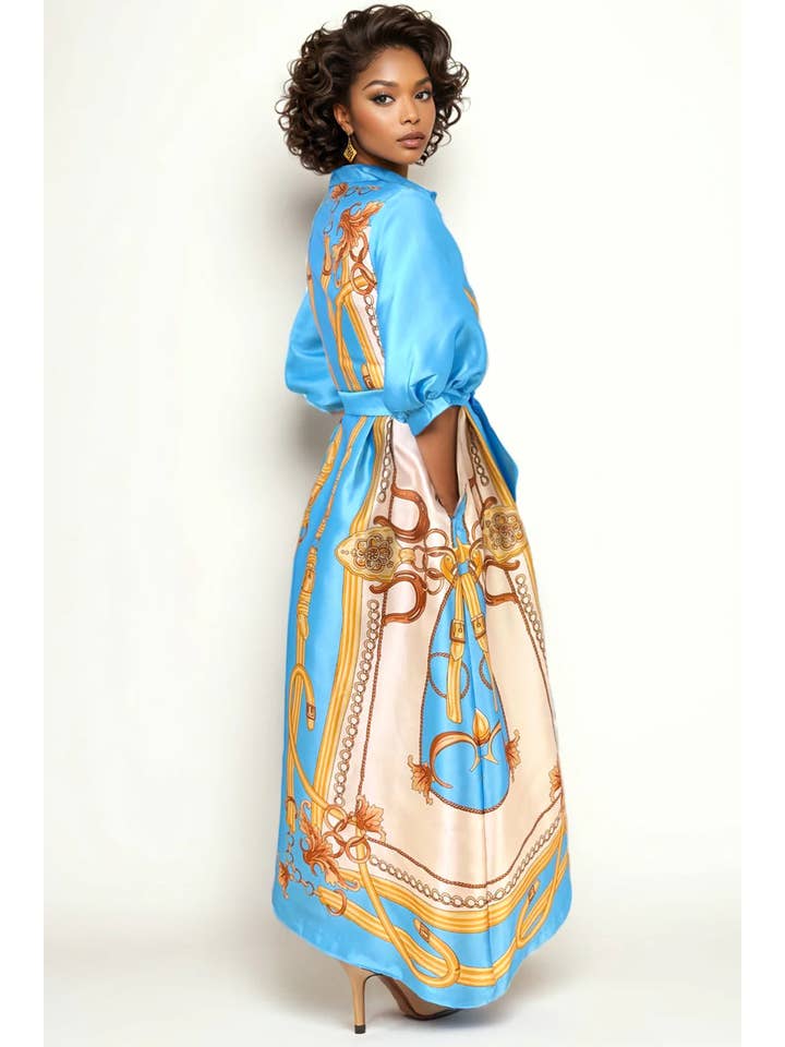 N by Nancy - Wholesale Dress - Women's - A95102 PUFF SLEEVE MAXI DRESS (PINK, BLUE)2