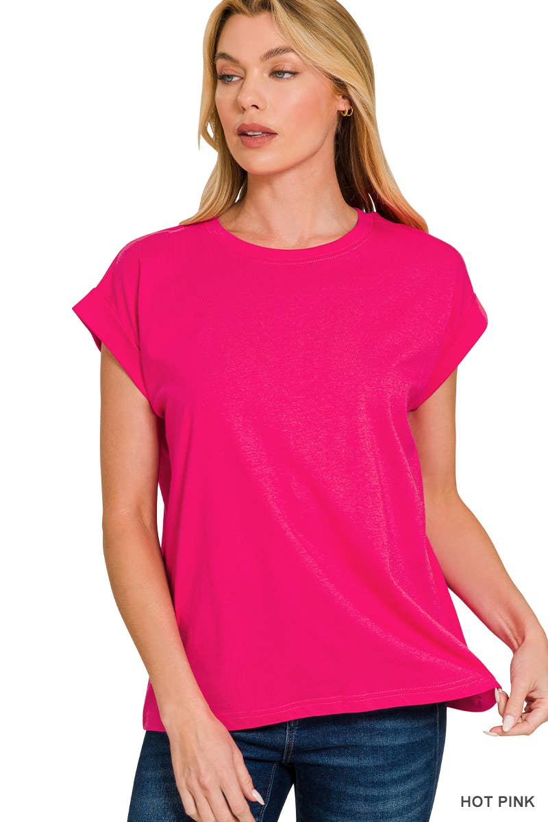 42POPS - Wholesale T-Shirt - Women's - `.Round Neck Folded Short Sleeve T Shirt30