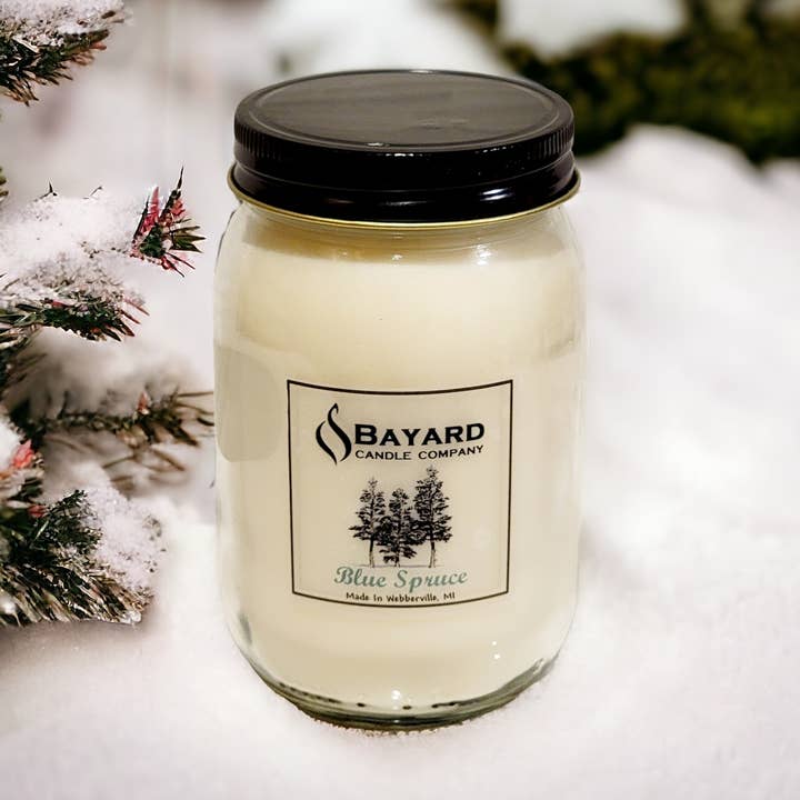 Blue Spruce Soy Wax Candle for wholesale by Bayard Candle Company
