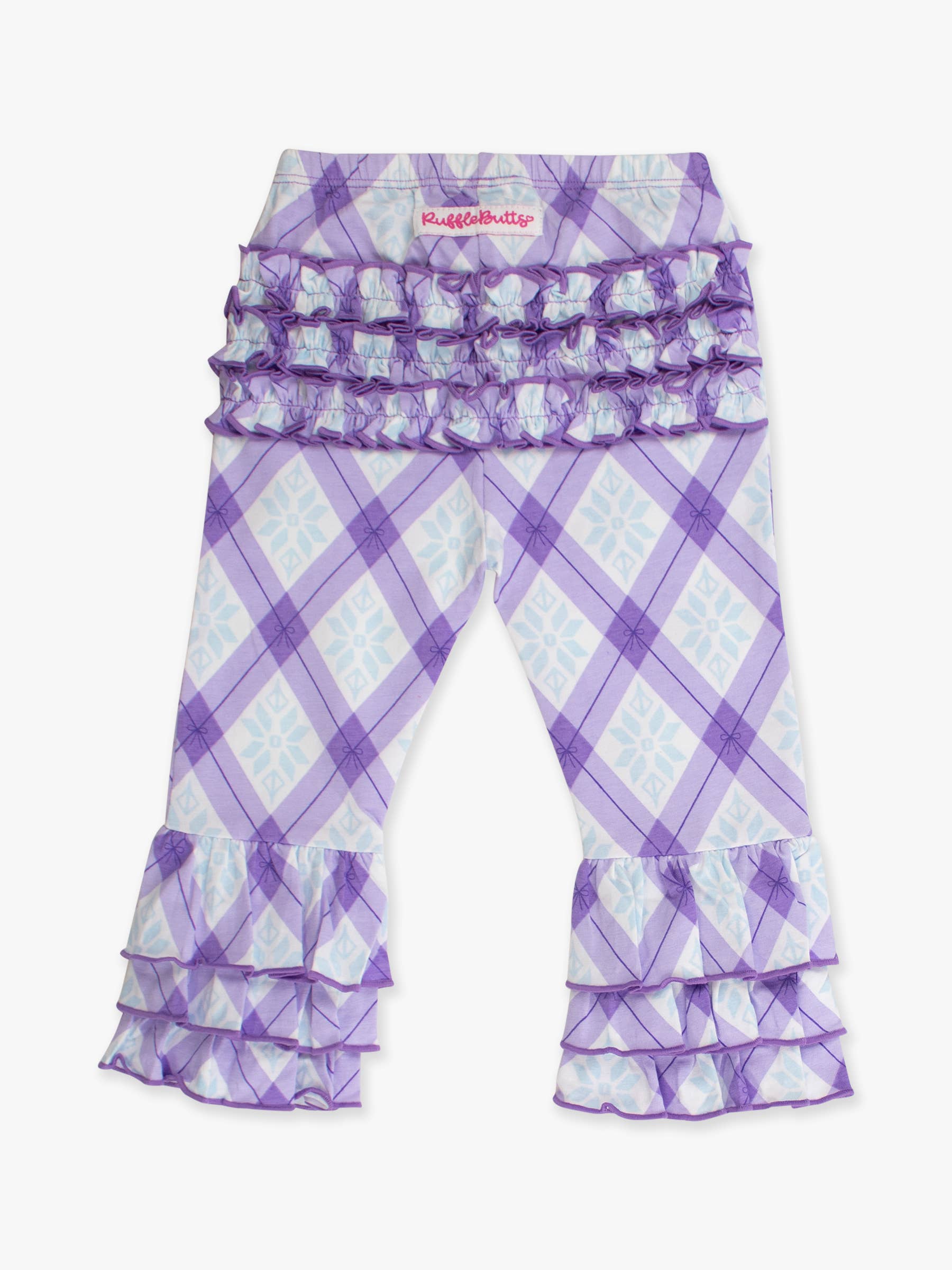 Blanc Pantalon évasé à volants en argyle enchanté violet pour bébé fille en vente sur Faire1