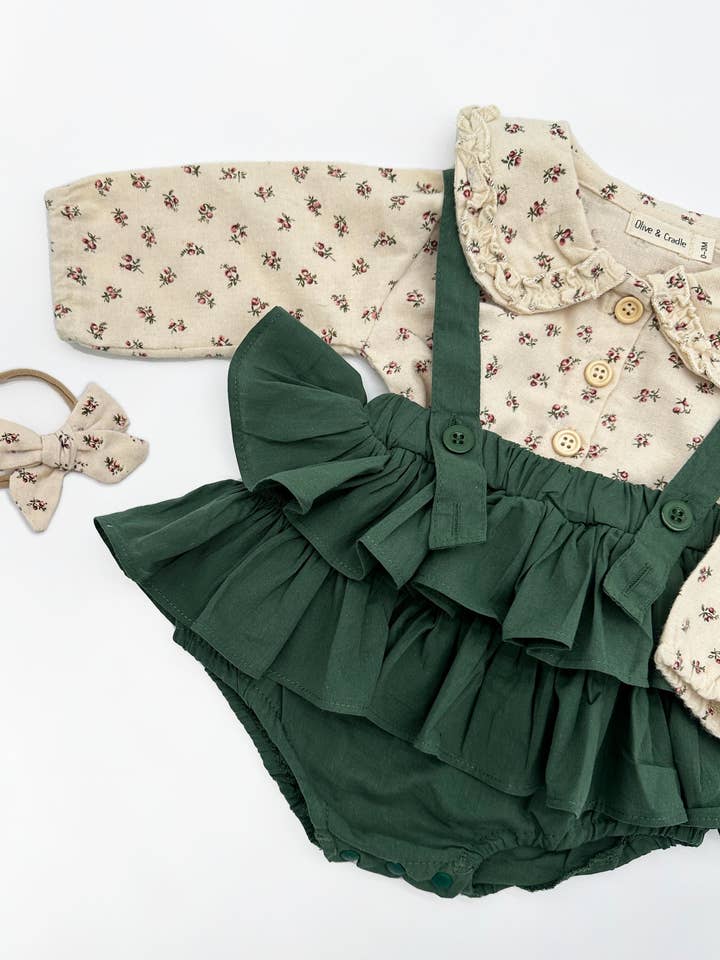 OLIVE & CRADLE - Wholesale Dress Set - Baby - baby girls Holiday Christmas dressy Outfit| Pepper 3pc set